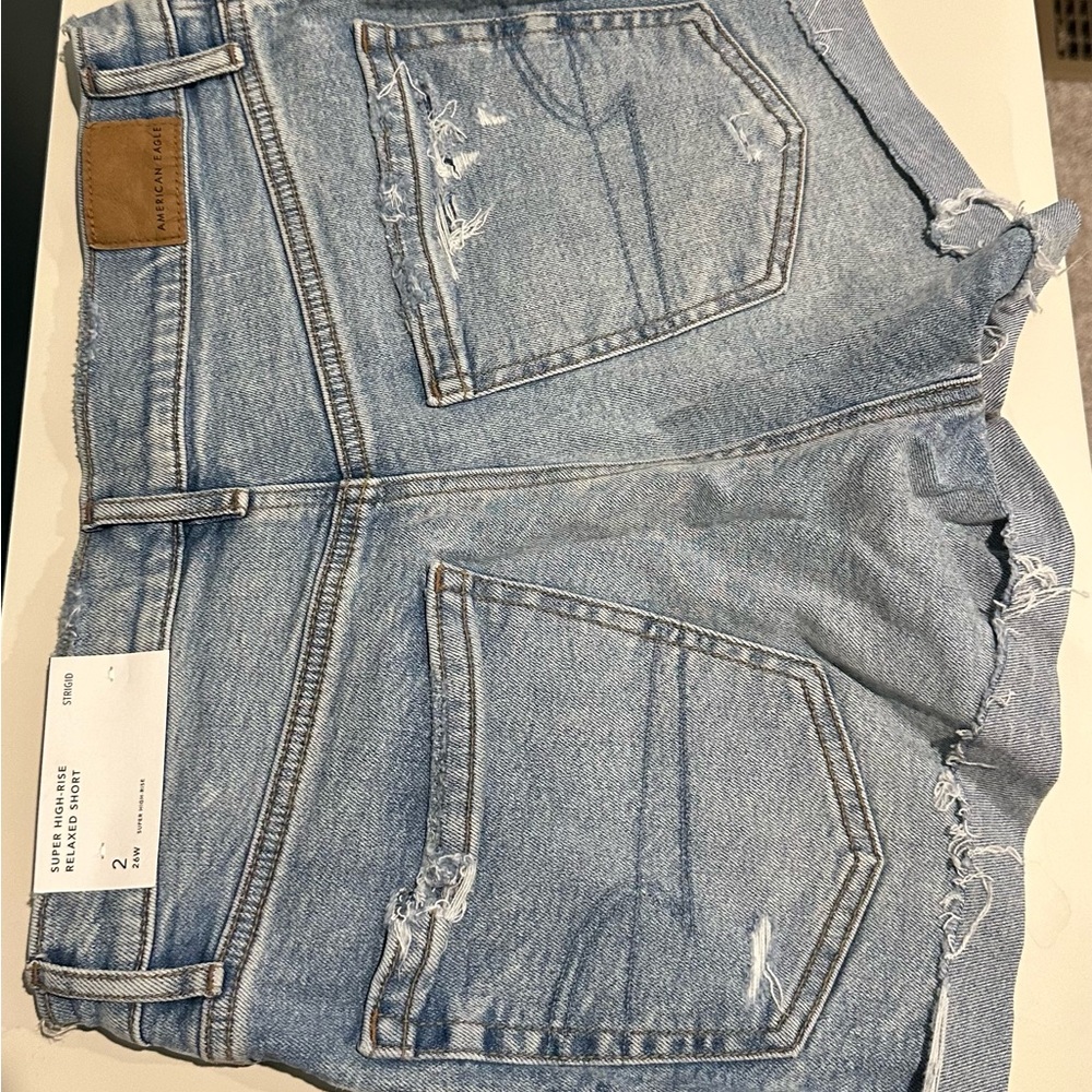 American Eagle Blue Distressed Denim Shorts